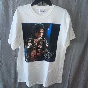 NWT Michael Jackson - White Shirt - Adult L - Hanes 2009 King Of Pop Thriller